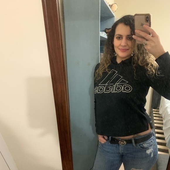 Adidas Black and white Logo Hoodie Size Small - Picture 9 of 9